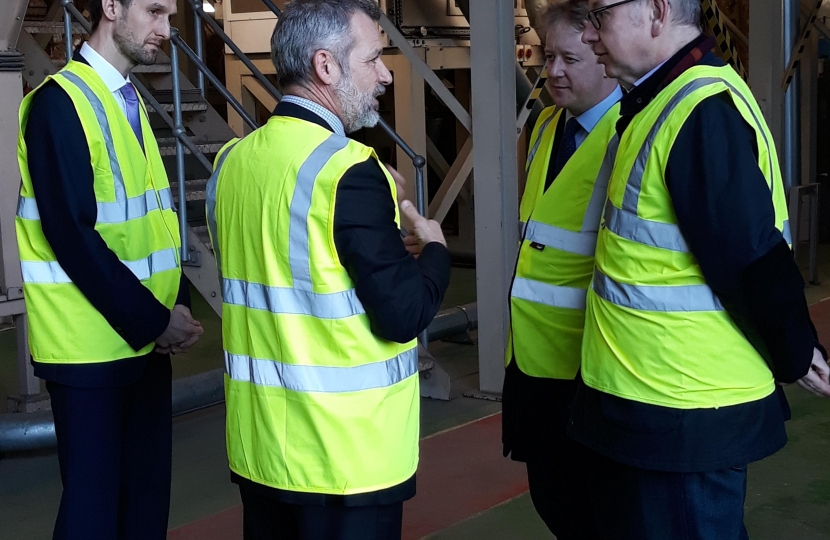Paul Bristow and Michael Gove MP learning about the Seed Treatment process