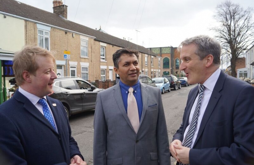 Paul Bristow, Damian Hinds and Khazar Suleman 